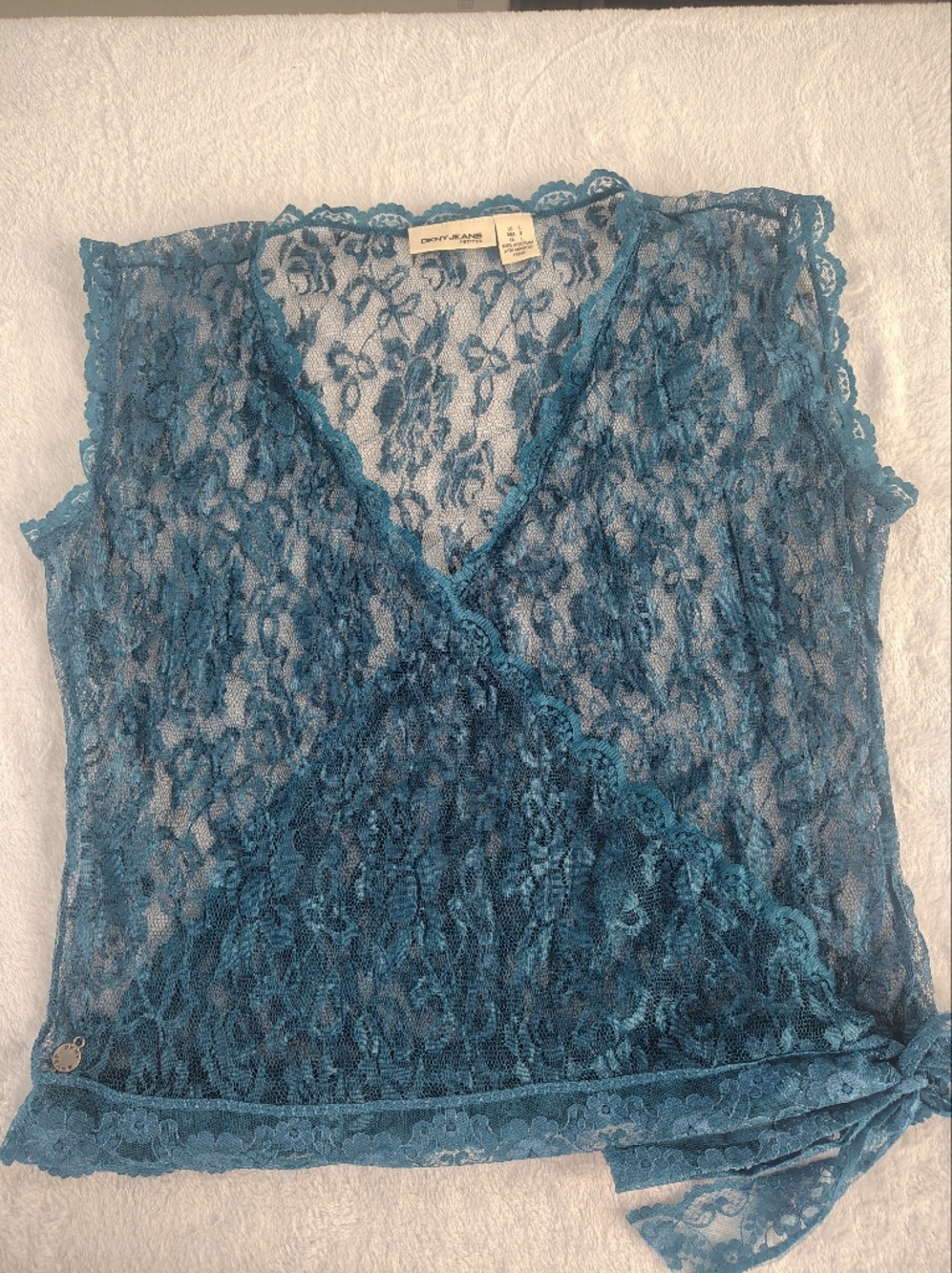 DKNY Teal Floral Lace Camisole